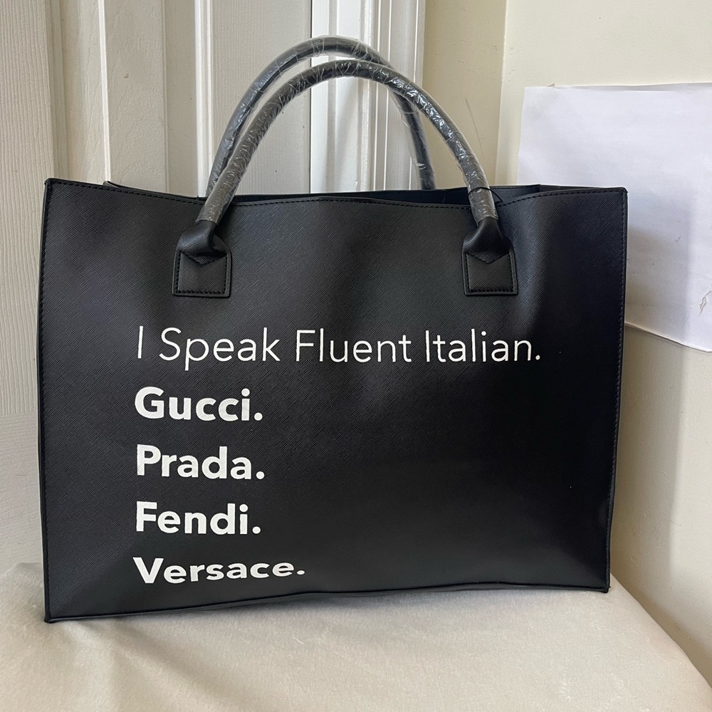 LA Trading Co. vegan leather tote with Italian Luxury Print